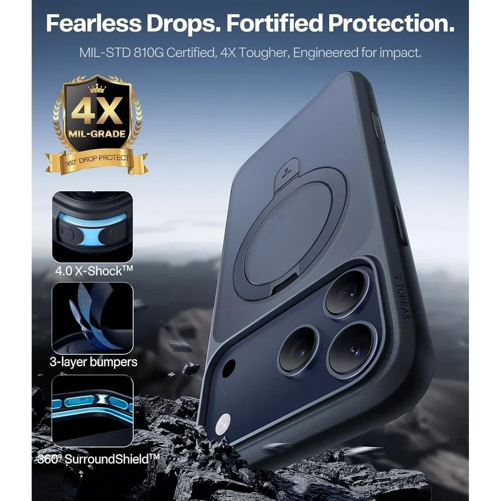 TORRAS Ostand for iPhone 17 Pro Case Magnetic, Fit for MagSafe, 4X Military Drop